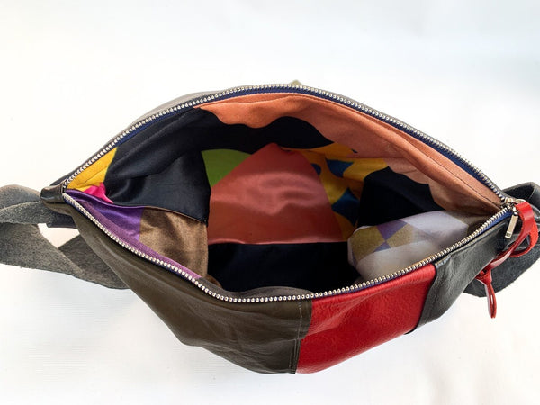 Monochrome Leather Large Slouch Bag