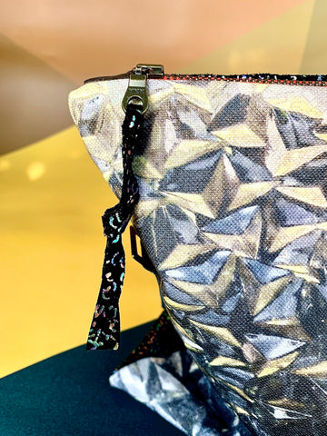 Glint Digital Print and Leather Fold Over bag