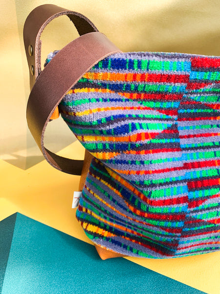 Neon Trip Moquette Leather Large Slouch Carpet Bag