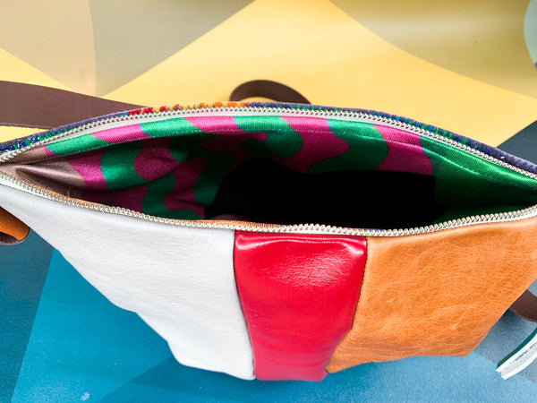 Neon Trip Moquette Leather Large Slouch Carpet Bag