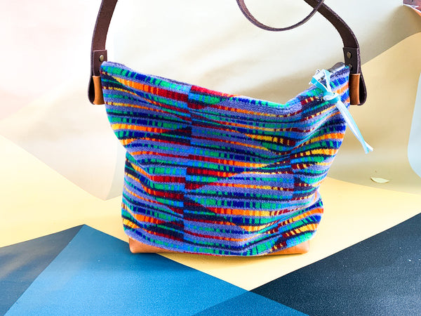 Neon Trip Moquette Leather Large Slouch Carpet Bag