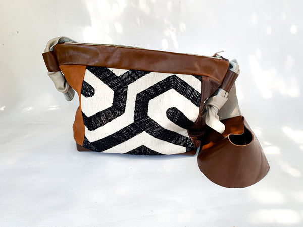 Geometric Leather Large Slouch Bag