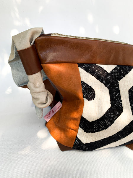 Geometric Leather Large Slouch Bag
