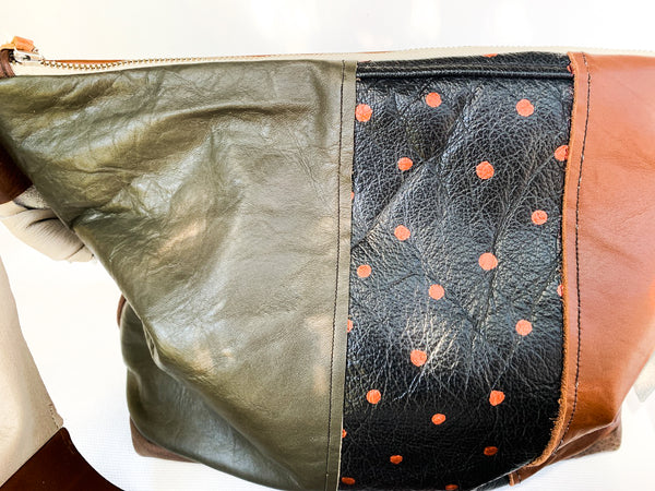 Geometric Leather Large Slouch Bag