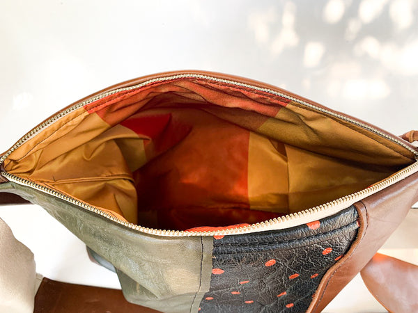 Geometric Leather Large Slouch Bag