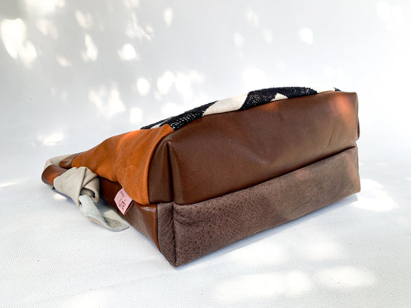 Geometric Leather Large Slouch Bag