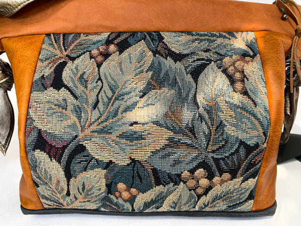 Blue Leaf Leather Large Slouch Bag
