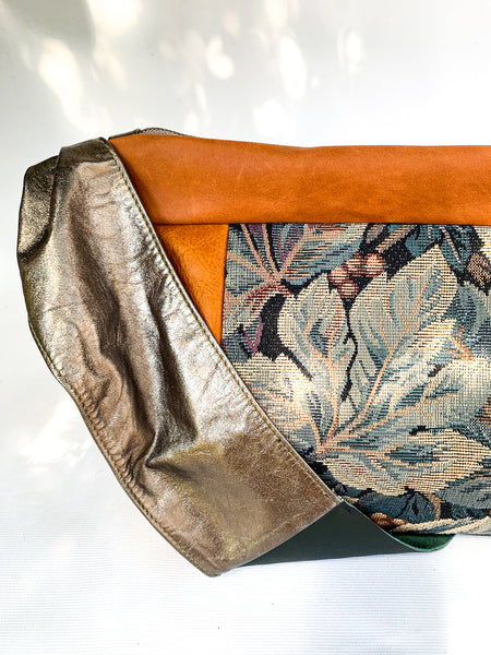 Blue Leaf Leather Large Slouch Bag