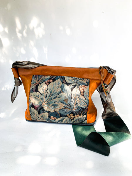 Blue Leaf Leather Large Slouch Bag