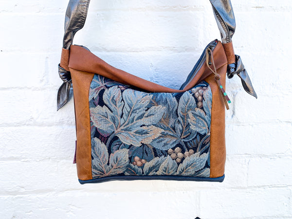 Blue Leaf Leather Large Slouch Bag