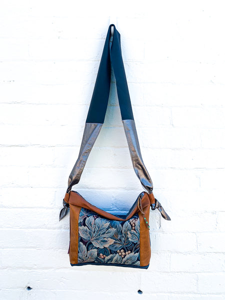 Blue Leaf Leather Large Slouch Bag