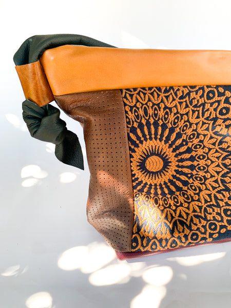 Golden Mandala Leather Large Slouch Bag