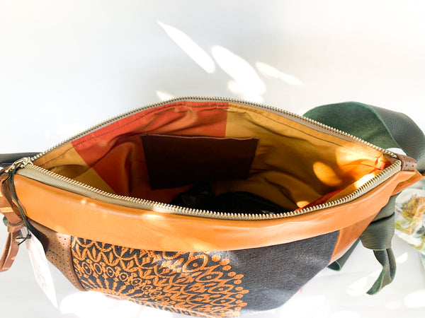 Golden Mandala Leather Large Slouch Bag