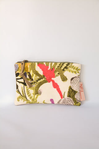 Botanical Print Leather Purse