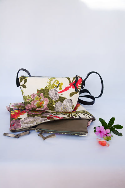 Botanical Print and Leather Bag Gift set