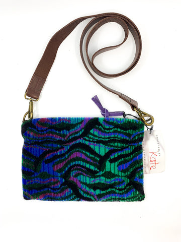 Shimmer Moquette Leather Cross Body Bag