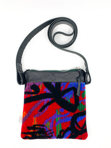 Red Graffiti Moquette Leather Cross Body Bag #2