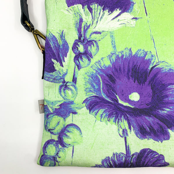 Purple Flowers Fold Over Bag