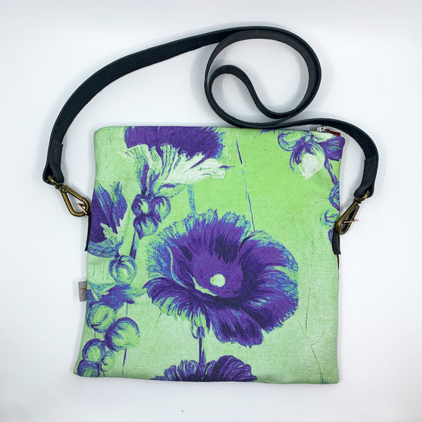 Purple Flowers Fold Over Bag