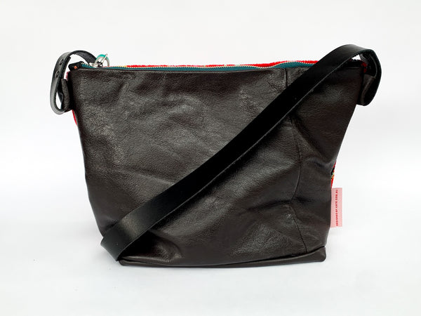 STA Red Moquette Leather Large Slouch Carpet Bag