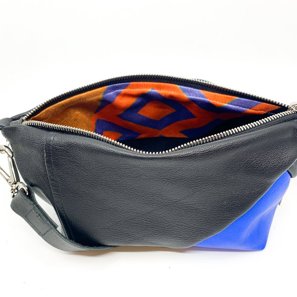 Blue Notch Repurposed Leather Shoulder Bag