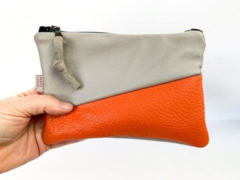 Tangerine Repurposed Leather Purse