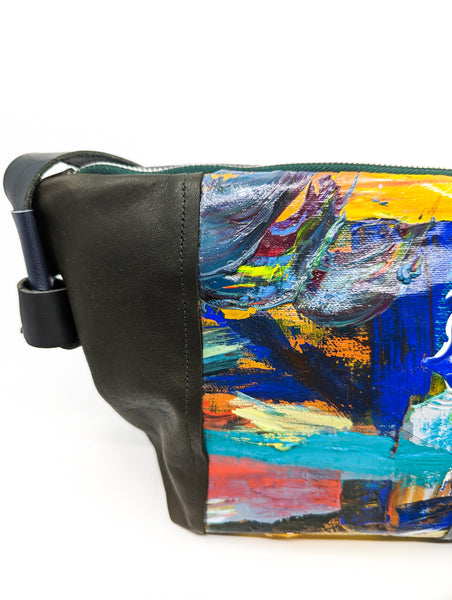 Window To The Sea Oil painting and Leather Shoulder Bag