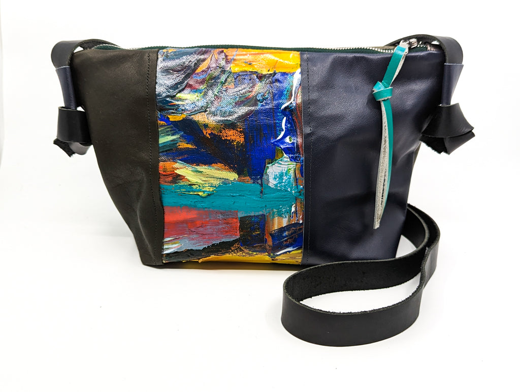Window To The Sea Oil painting and Leather Shoulder Bag
